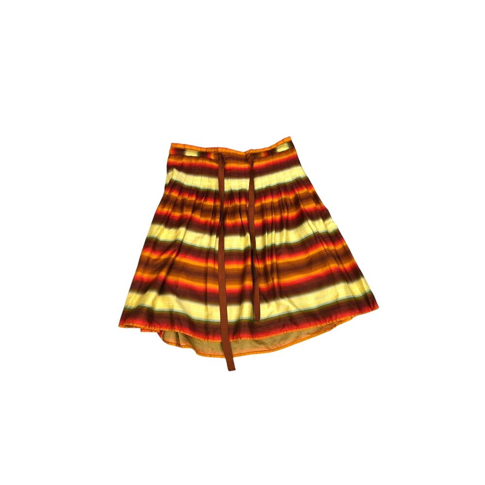 Southwestern Striped Skirt Midi BCBG Max Azaria Size XS Red Yellow Brown Lined
